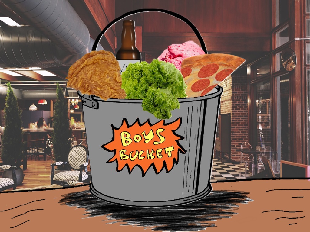 A bucket of food.